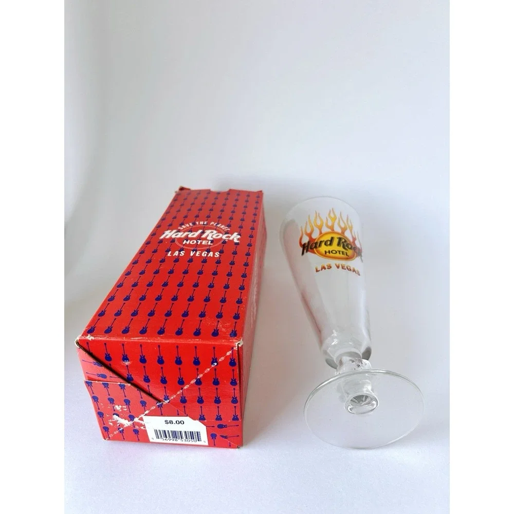 Hard Rock Hotel Las Vegas Vintage Beer‎ Glass Dice & Flames Logo 9